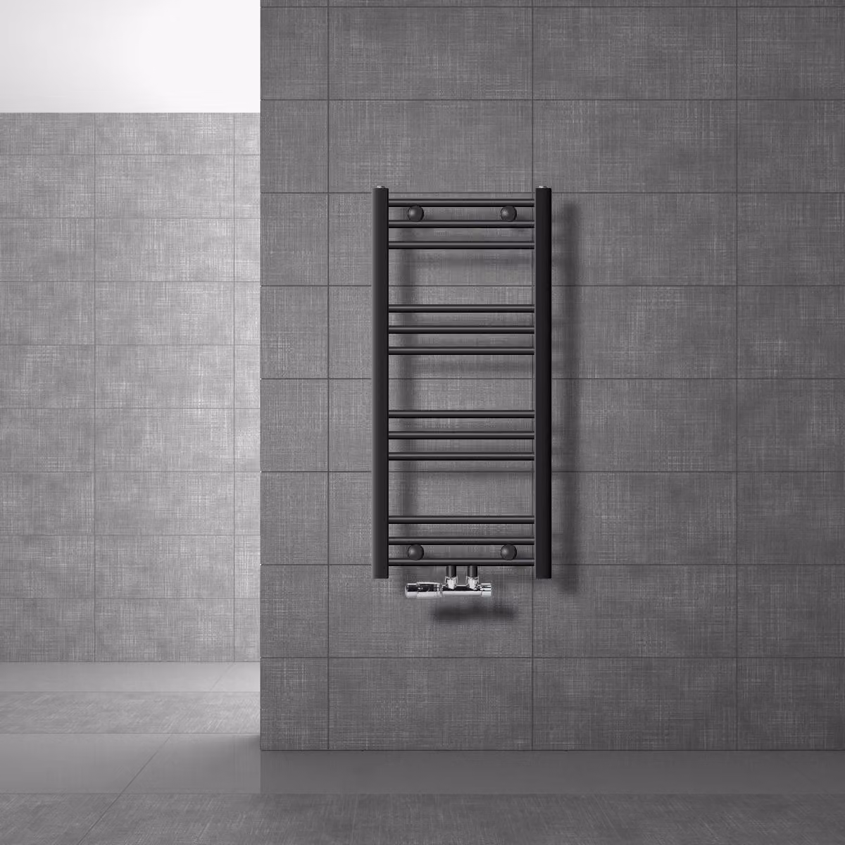 LuxeBath radiatore bagno attacco centrale 400 x 800 mm antracite diritto con termostato e set di collegamento Radiatore angolare a parete, senza elemento riscaldante