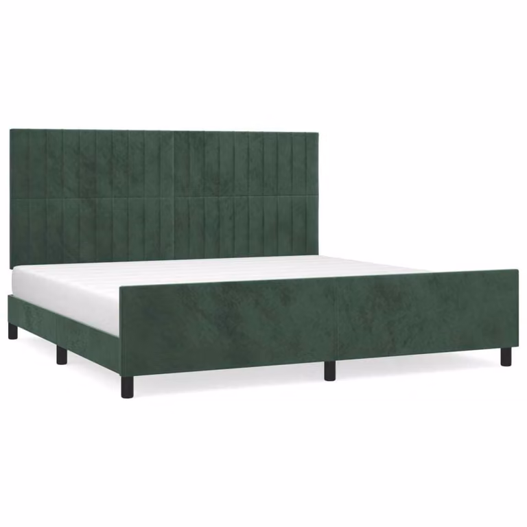 Giroletto senza Materasso Verde Scuro 200x200 cm in Velluto