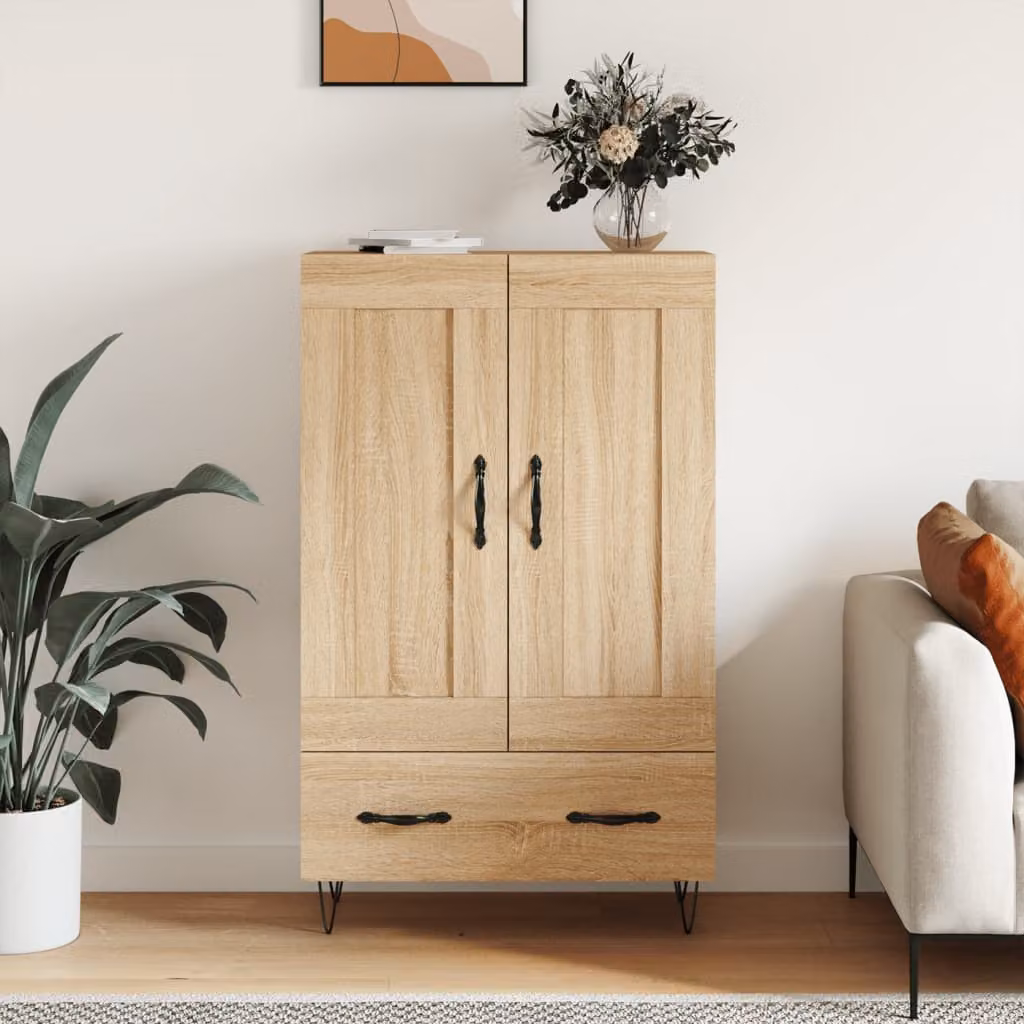 Credenza moderna vidaXL in legno multistrato color rovere Sonoma, L 69,5 cm x P 31 cm x H 115 cm