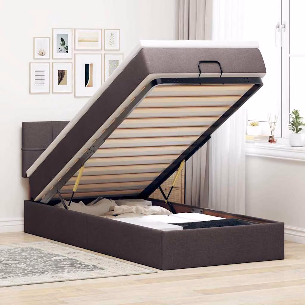 vidaXL Struttura Letto Pouf con Materasso 80x200 cm in Tessuto