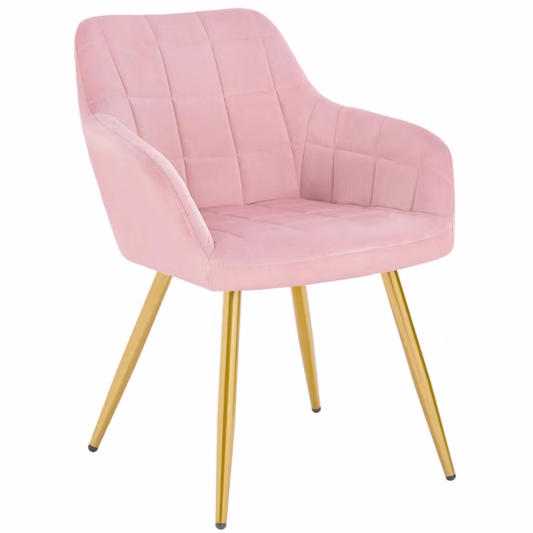 Sedia da pranzo in velluto WOLTU, gambe in metallo dorato, rosa
