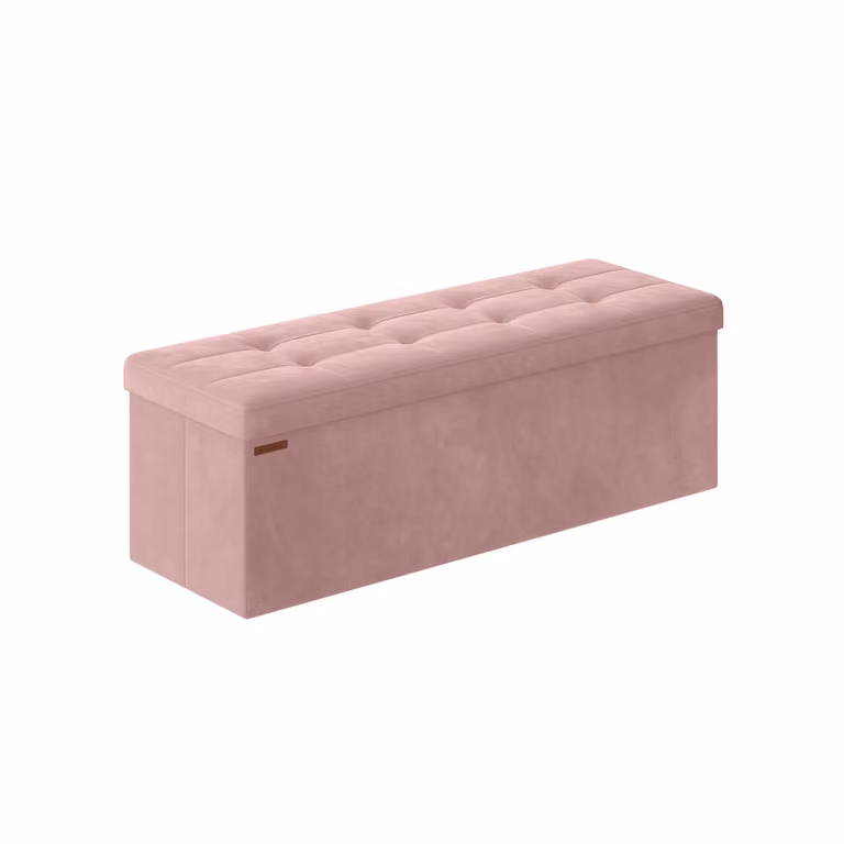 Cassapanca Pieghevole in Velluto con Scatole, Rosa Gelatina / 38 x 110 x 38 cm