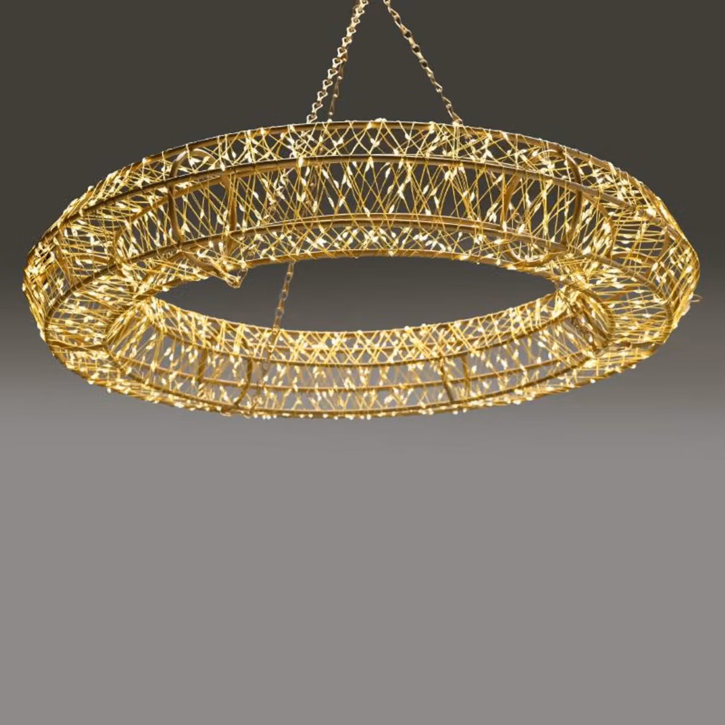 Luci natalizie 3D ACA con motivo ad anelli metallici in filo di rame, 1920 LED, bianco caldo, IP44, 220–240 V, catena da 40 cm + ganci da 5 m, alimentatore X0519601535