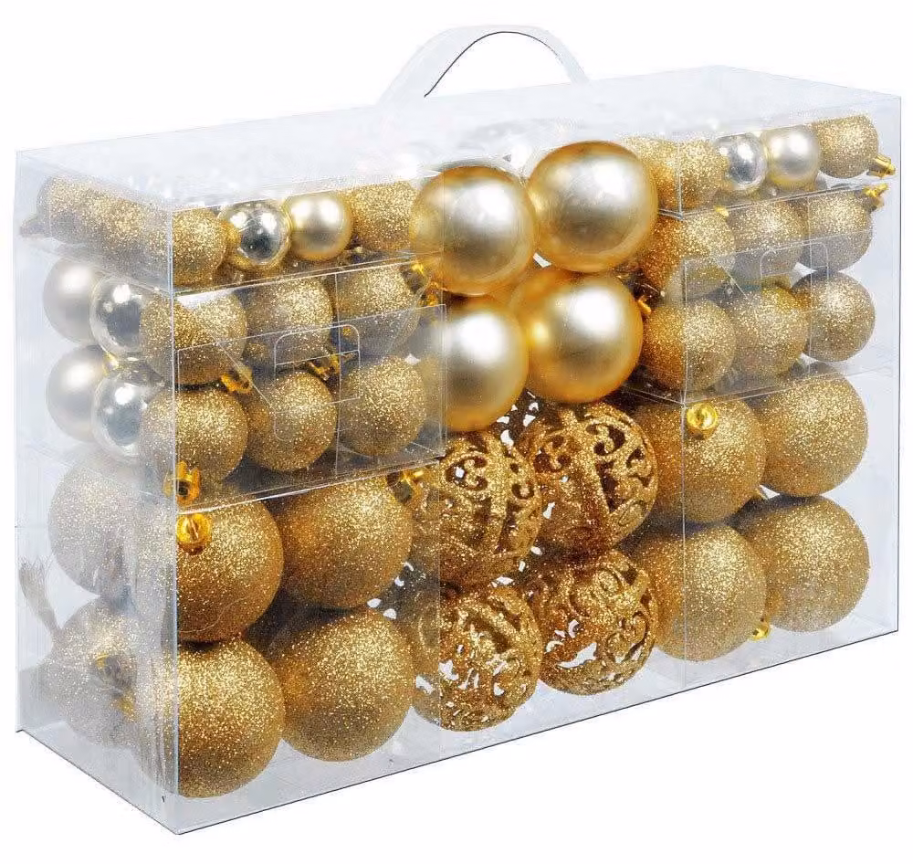 Confezione 100 x Palline Natale Colore ORO Diametro 3/4/6 cm Addobbi Natalizi
