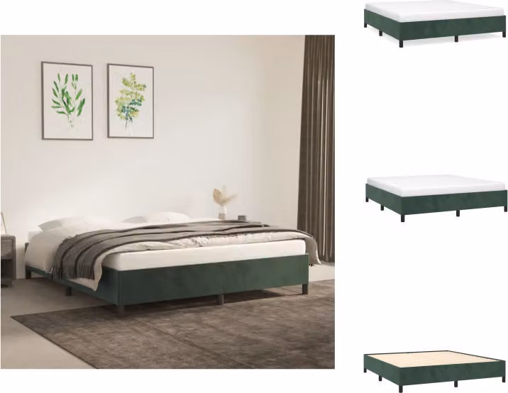 vidaXL Struttura letto verde scuro 180x200 cm in velluto - Letti e strutture letto
