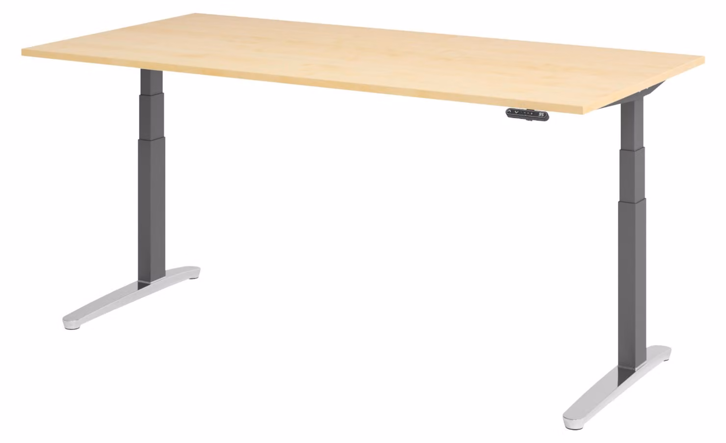 Scrivania elettrica bümö XBHM - Finitura: acero, dimensioni: 200 x 100 cm, struttura: grafite/alluminio lucido