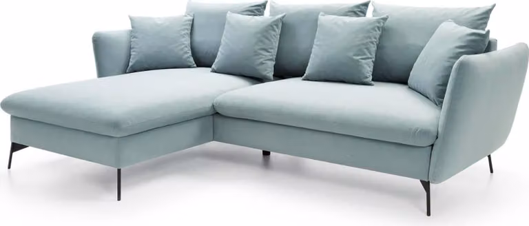 FURNLUX Divano angolare Viton Azzurro e Nero 258 cm / Colore principale: Blu / Dimensioni: 258 x 91 x 167 cm