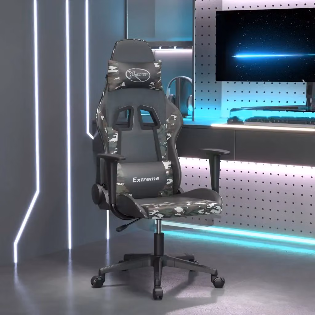Sedia da Gaming Nera in Similpelle con Poggiapiedi e Supporto Cervicale per Adulti – 2