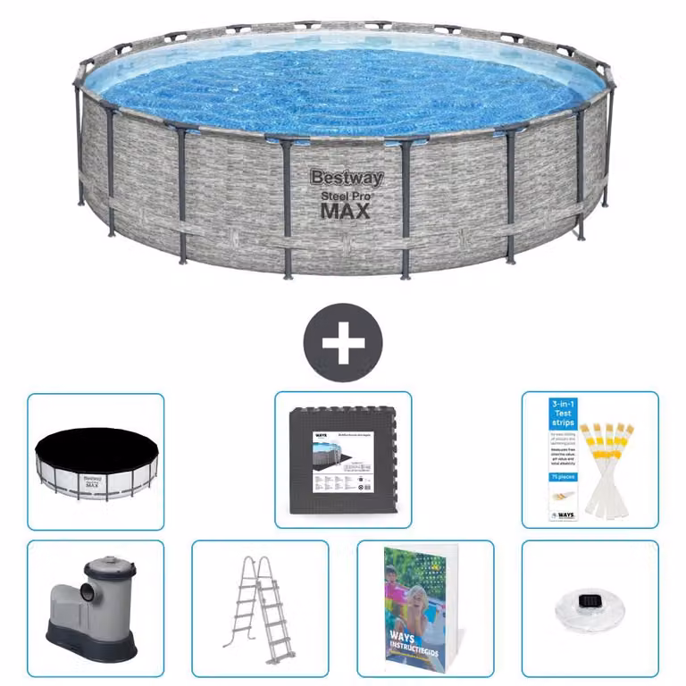 Piscina gonfiabile Bestway Steel Pro MAX, rotonda, 549x122 cm, composta da 6 parti, modello S608