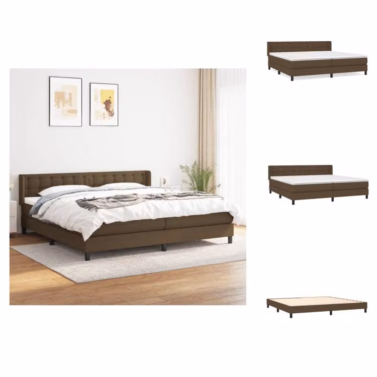 vidaXL Letto a molle con materasso in tessuto marrone scuro 200x200 cm - Letti e strutture letto