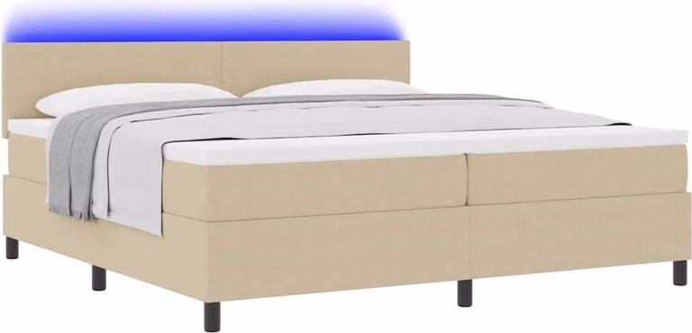 Letto a Sorgente LED Grigio chiaro e bianco 200 x 200 cm
