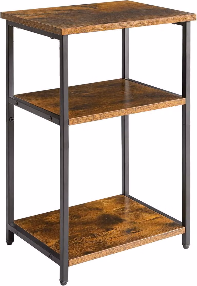 Tavolino IBUYKE con ripiani a griglia design industriale marrone