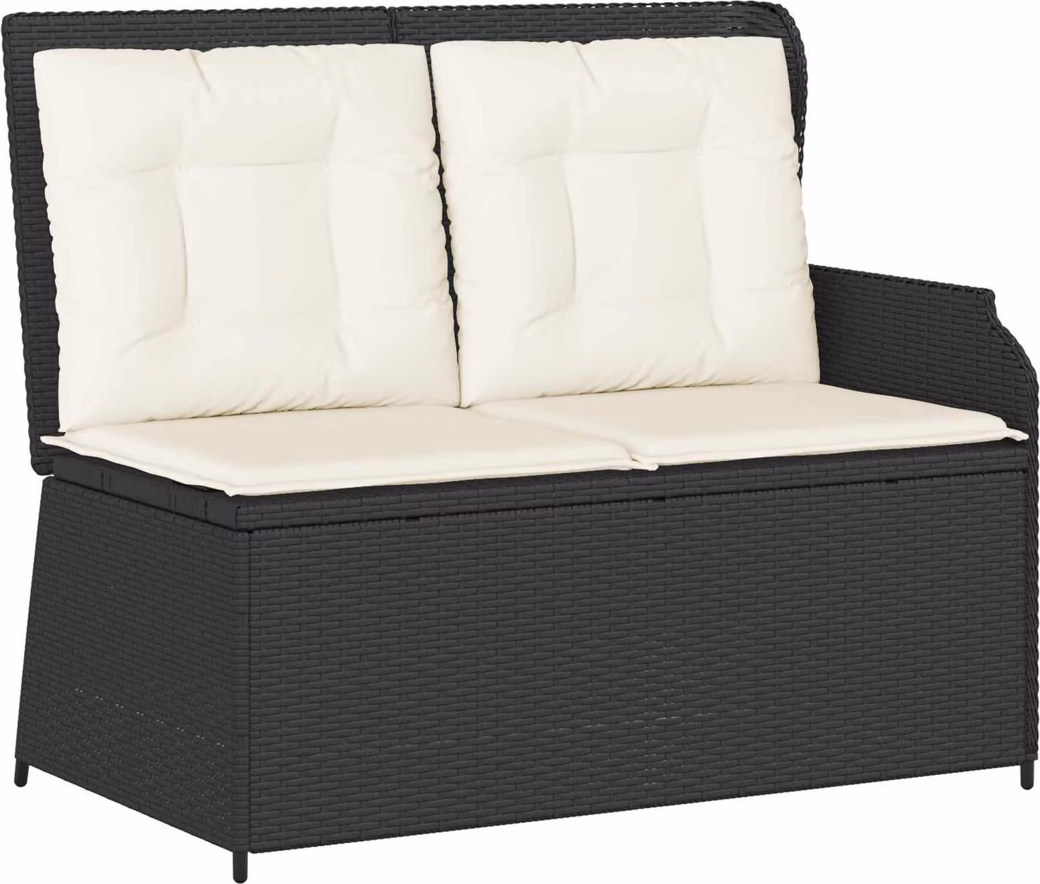Panchina da giardino con cuscino Nero e Bianco Crema polyrattan