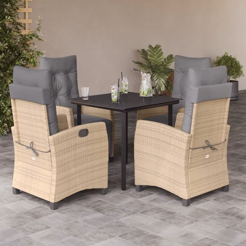 Maison Exclusive - Set Pranzo da Giardino 5 pz con Cuscini Beige Misto Polyrattan