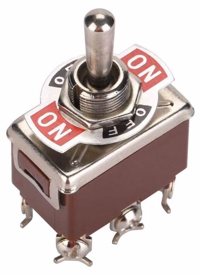 Interruttore a levetta DPDT, 6 pin, 3 posizioni (ON-OFF-ON), 250V, 15A, 12 mm, confezione da 5 pezzi