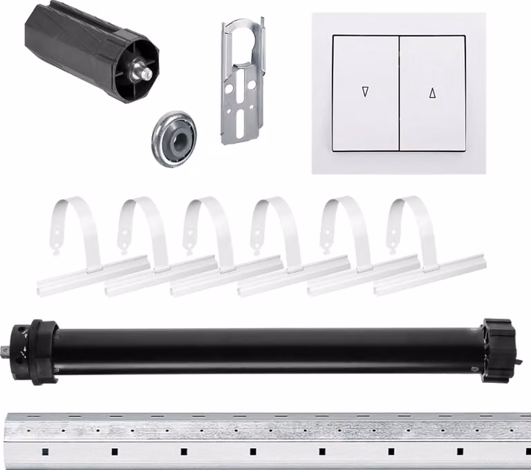 Set completo | P5 20/15-60 con bilanciere doppio | 20 Nm = forza di trazione fino a 50 kg | Albero ottagonale da 60 mm | Lunghezza albero 275 cm | Motore per tapparelle, azionamento per tapparelle