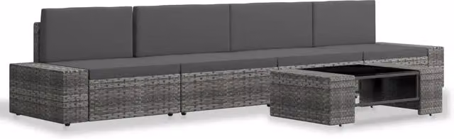 Set Divani da Giardino 5 pz in Polyrattan Grigio 3054606
