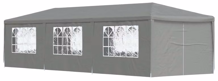 Tenda Party 900 x 300 x 255 cm Grigio Chiaro PE e Acciaio