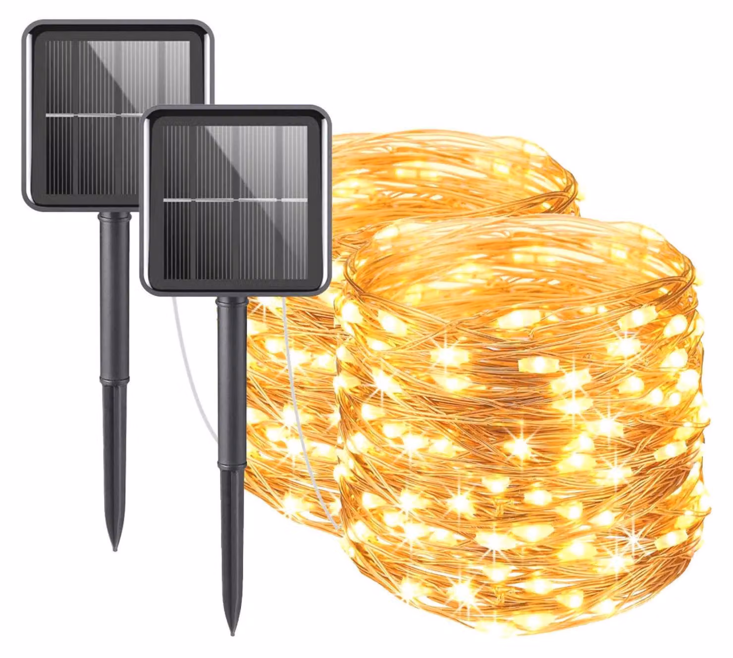 BRAINZAP 2 pezzi LED solare filo catena luminosa IP65 giardino all'aperto 12m bianco caldo festa Natale 100 LED