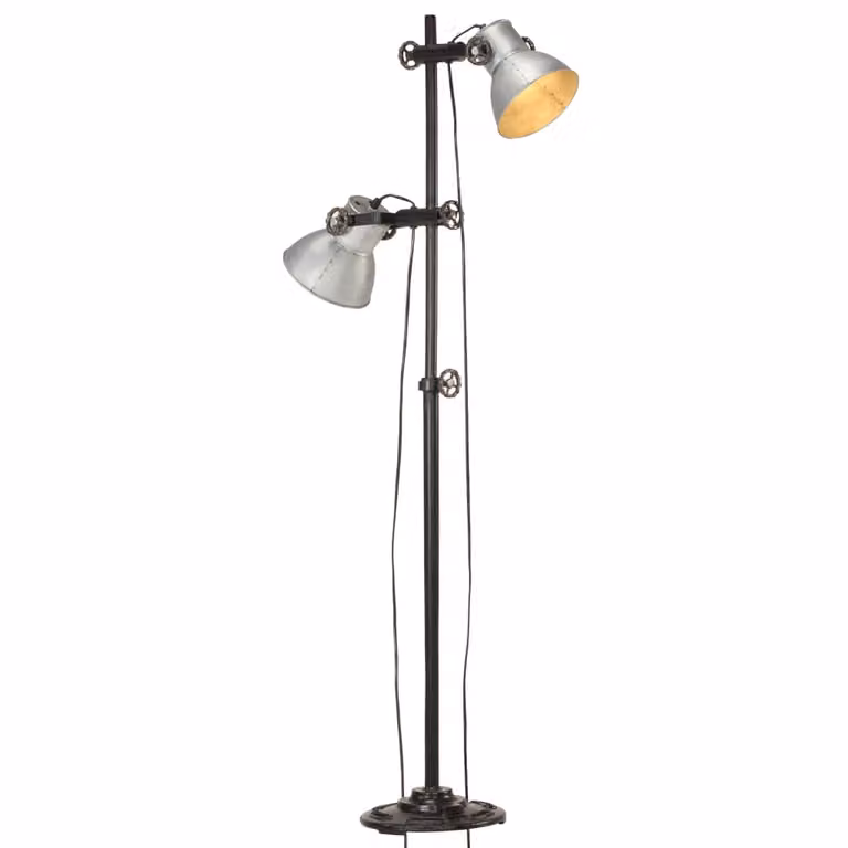 The Living Store Lampada da terra a 2 luci in ghisa argento E27