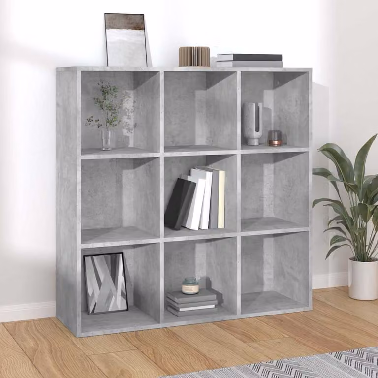 Libreria vidaXL in Legno Multistrato e MDF Grigio Opaco L: 98 cm, P: 29 cm, H: 97,5 cm