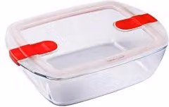 Contenitore alimenti in vetro Pyrex Cook & Heat trasparente con chiusura a clip, 1,1 l