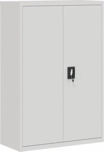 Armadio da ufficio in metallo grigio opaco con ante a battente e ripiani regolabili CFW5116613 L: 90 cm, P: 40 cm, H: 140 cm