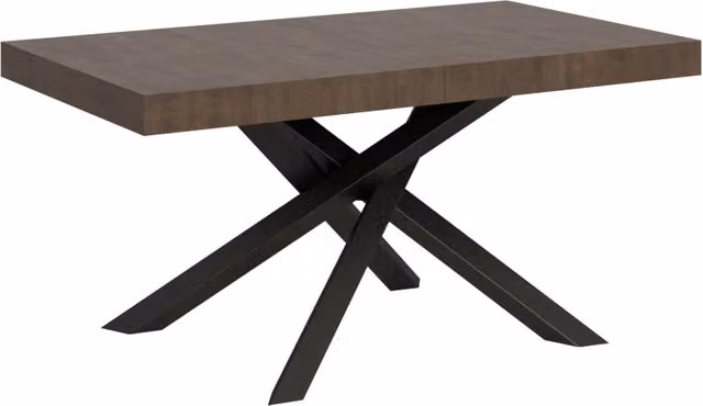 Tavolo allungabile moderno Bs Com in finitura noce e telaio antracite L/P: 160 x 90 cm, estensibile fino a 420 cm