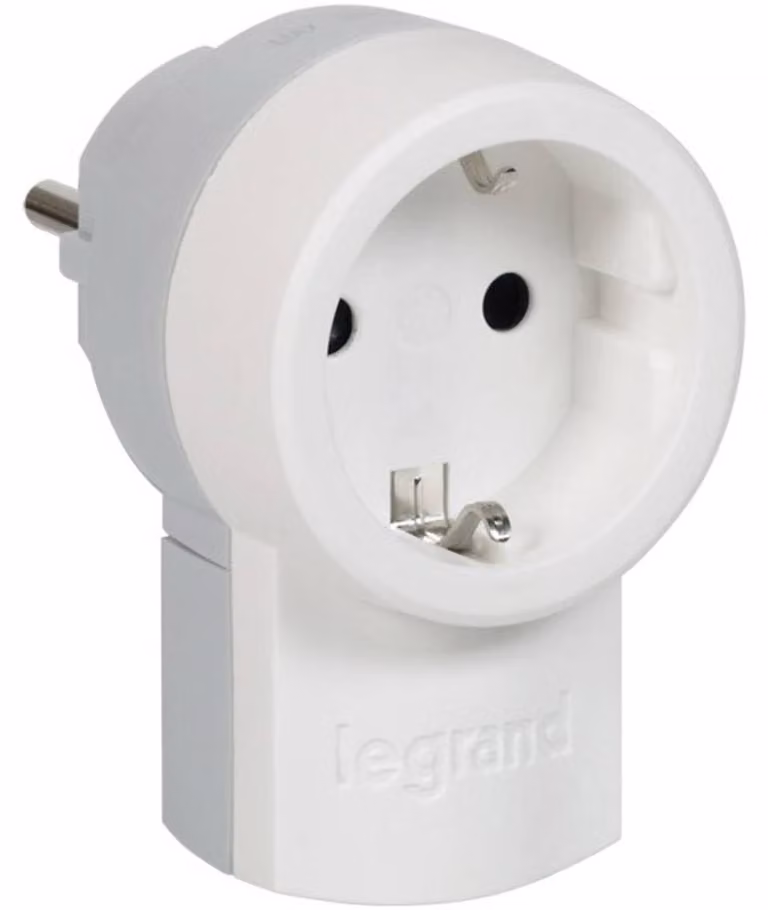 Spina con contatto di terra Legrand con presa di corrente, spina a doppia funzione, standard tedesco, 2P + E, 16A bianco/grigio, 050462