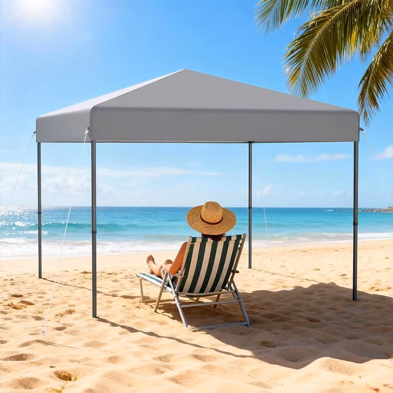 Gazebo da esterno 3x3 metri, impermeabile, con altezza regolabile, color argento-grigio, senza pareti laterali