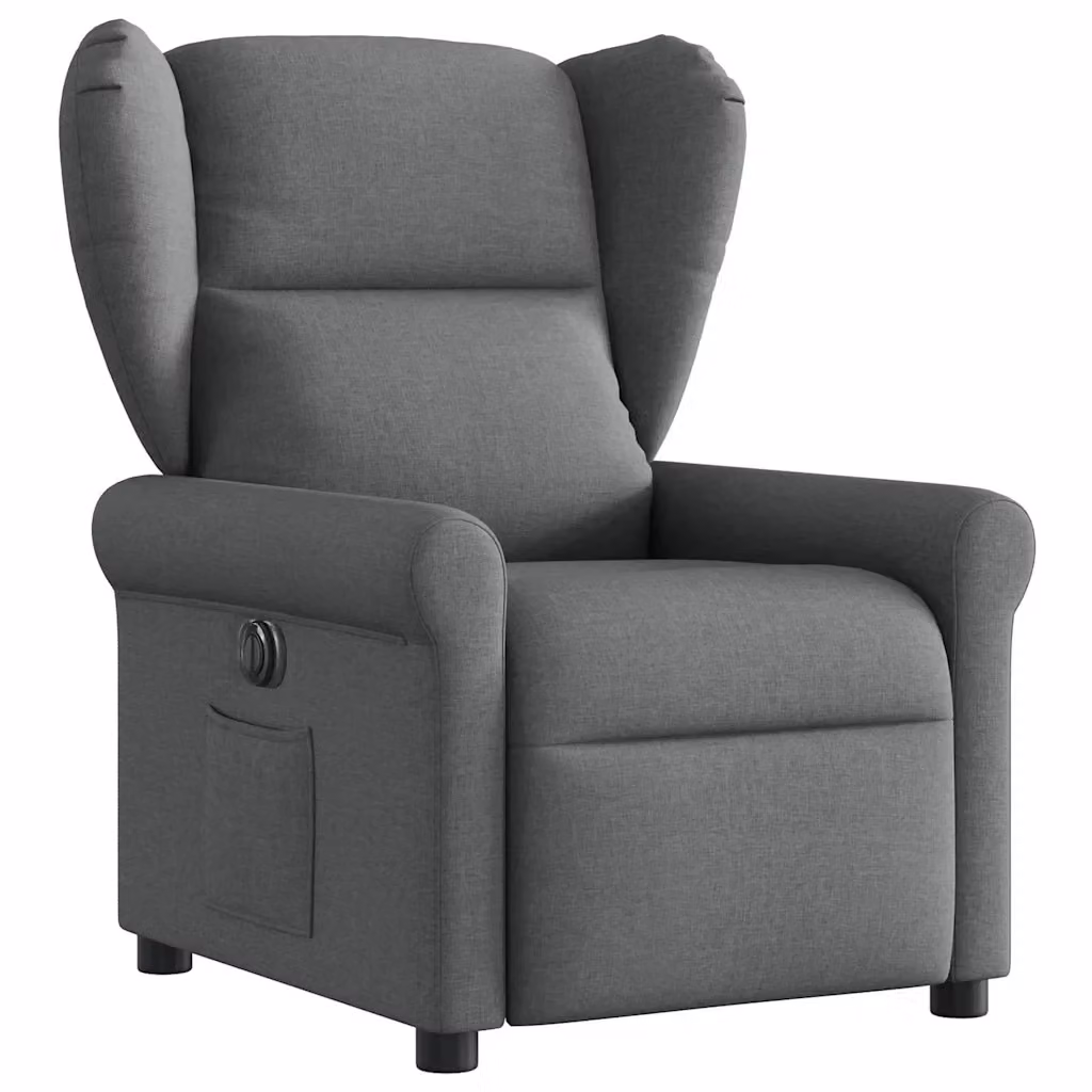 Poltrona elettrica reclinabile relax vidaXL in tessuto grigio con braccioli e funzione auto-return – 2