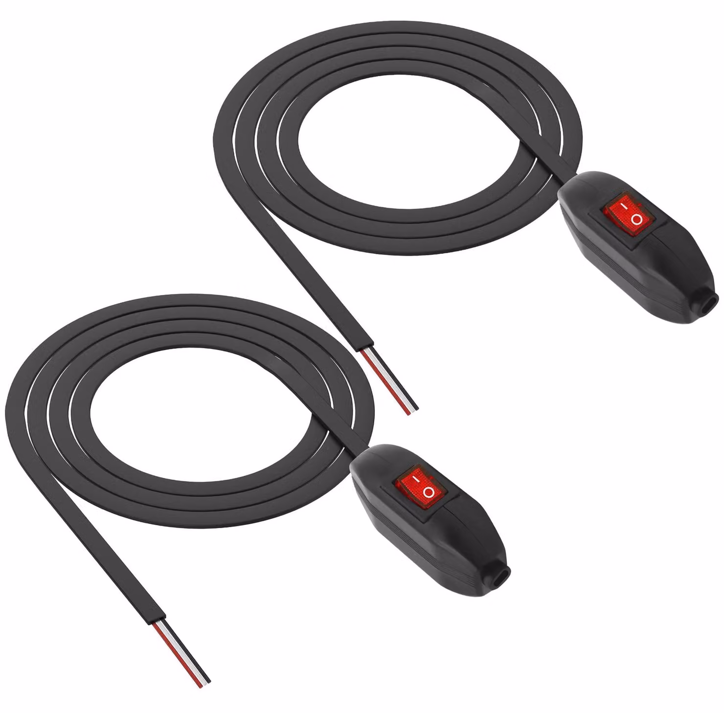 Interruttori a incasso da 3A, 12-24V, con LED rosso, lunghezza 0,7m, confezione da 2 pezzi.