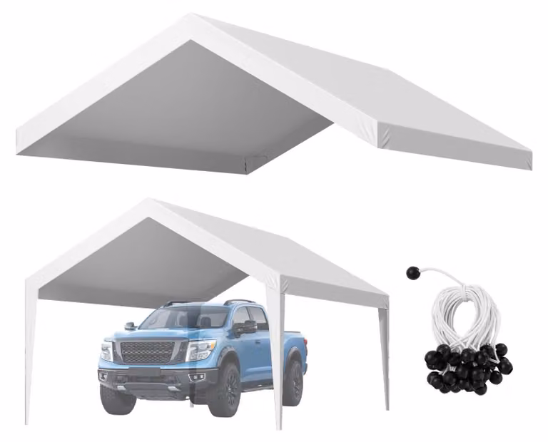 Copertura per carport Zeil - Telo di ricambio per carport - Telo per tenda - Telo per tettoia per auto - Bianco - 3,6 x 6 metri