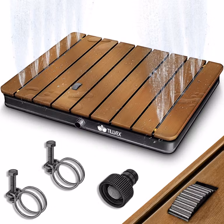 tillvex® doccia da giardino antracite - angolare per esterni fino a 4 m di altezza della fontana | doccia a pavimento rettangolare e rotonda con ruota per i piedi | doccia per esterni antiscivolo | doccia per sauna resistente alle intemperie | doccia da c