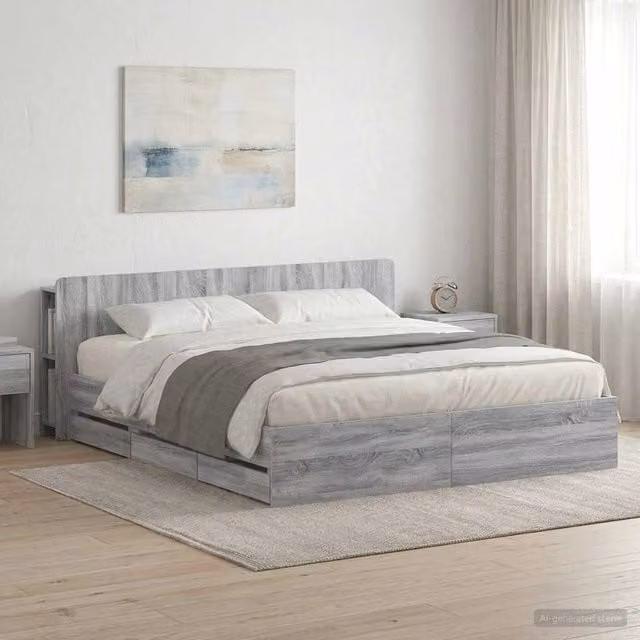 Struttura del letto con stoccaggio e testata Sonoma grigio 3433987