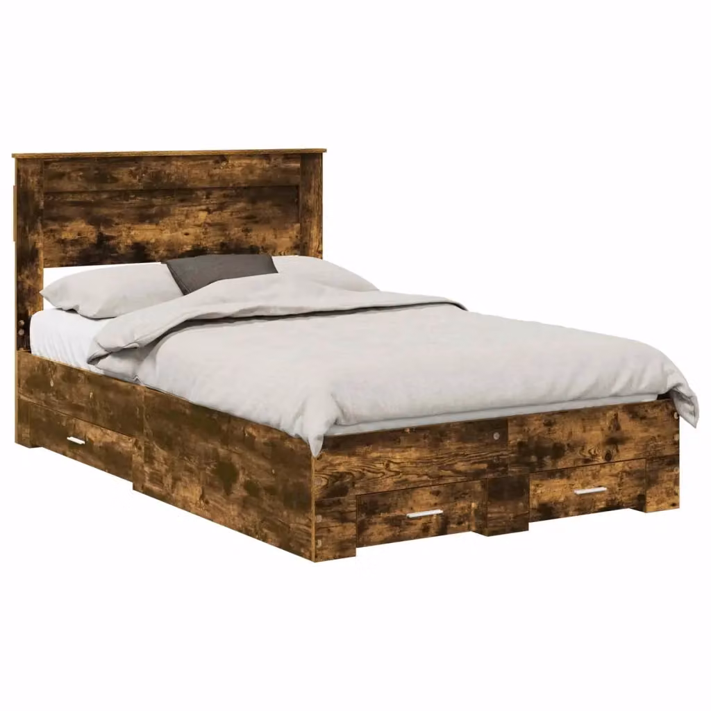 Struttura del letto con cassetto vidaXL in legno Rovere fumé L: 138 cm, P: 190 cm, H: 151 cm – 2