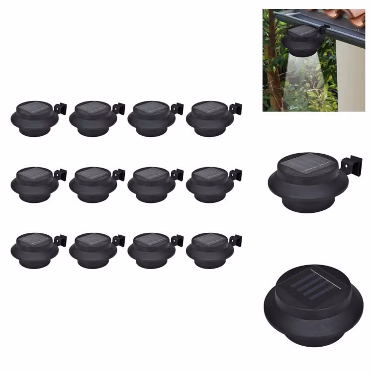 vidaXL Luci solari da esterno per recinzione 12 pz. LED nero - Illuminazione esterna