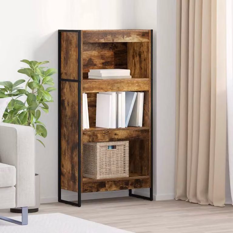 vidaXL Armadio per Libri in Stile Industrial Marrone con Legno e Metallo L: 60 cm, P: 30 cm, H: 121 cm
