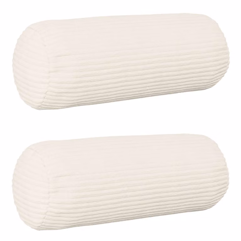 Set di 2 federe vidaXL HEERLEN in velluto a coste color crema, forma ovale, L 40 cm x P 15 cm