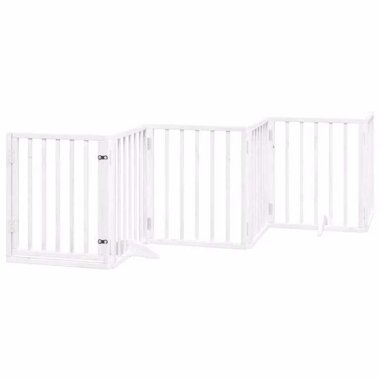 Cancello Cani Porta Pieghevole Bianco 6 Pannelli 300 cm Pioppo