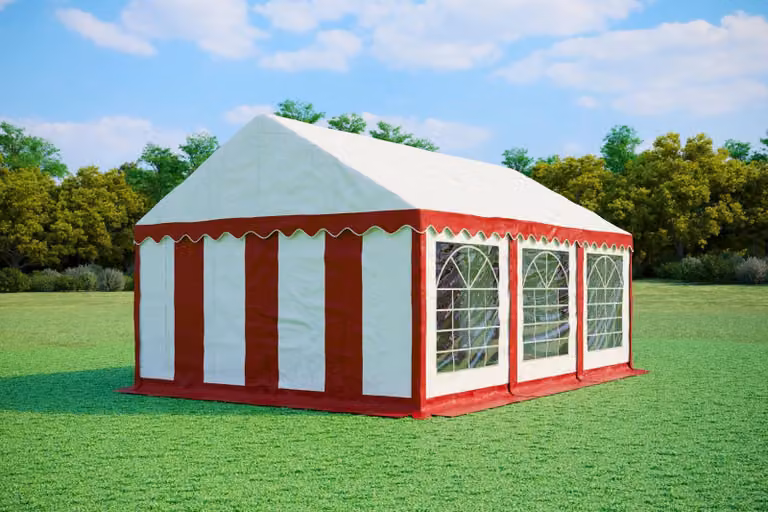 Tenda per eventi 4x6 metri, PVC, modello standard, 500 g/m² - Bicolore (rosso e bianco)