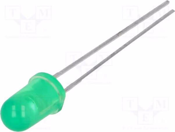 5 LED LTL2R3KGD-EM, diodi LED a foro passante, 5mm, angolo di emissione 30°, corrente di funzionamento 2mA, colore verde, tensione di funzionamento 1,8V, intensità luminosa 38mcd, dimensioni 5mm