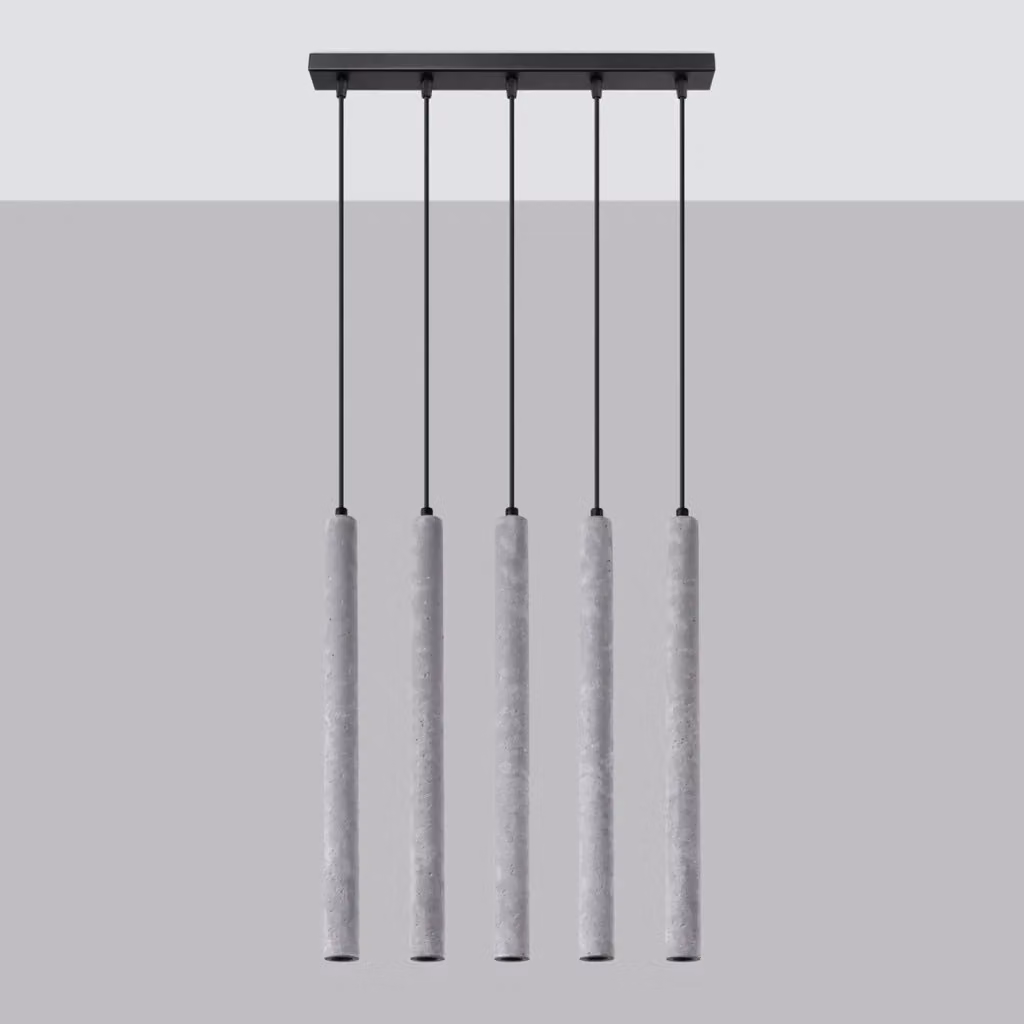 Lampada a sospensione Pure Lume in cemento grigio con 5 luci G9 per cucina e soggiorno – 2