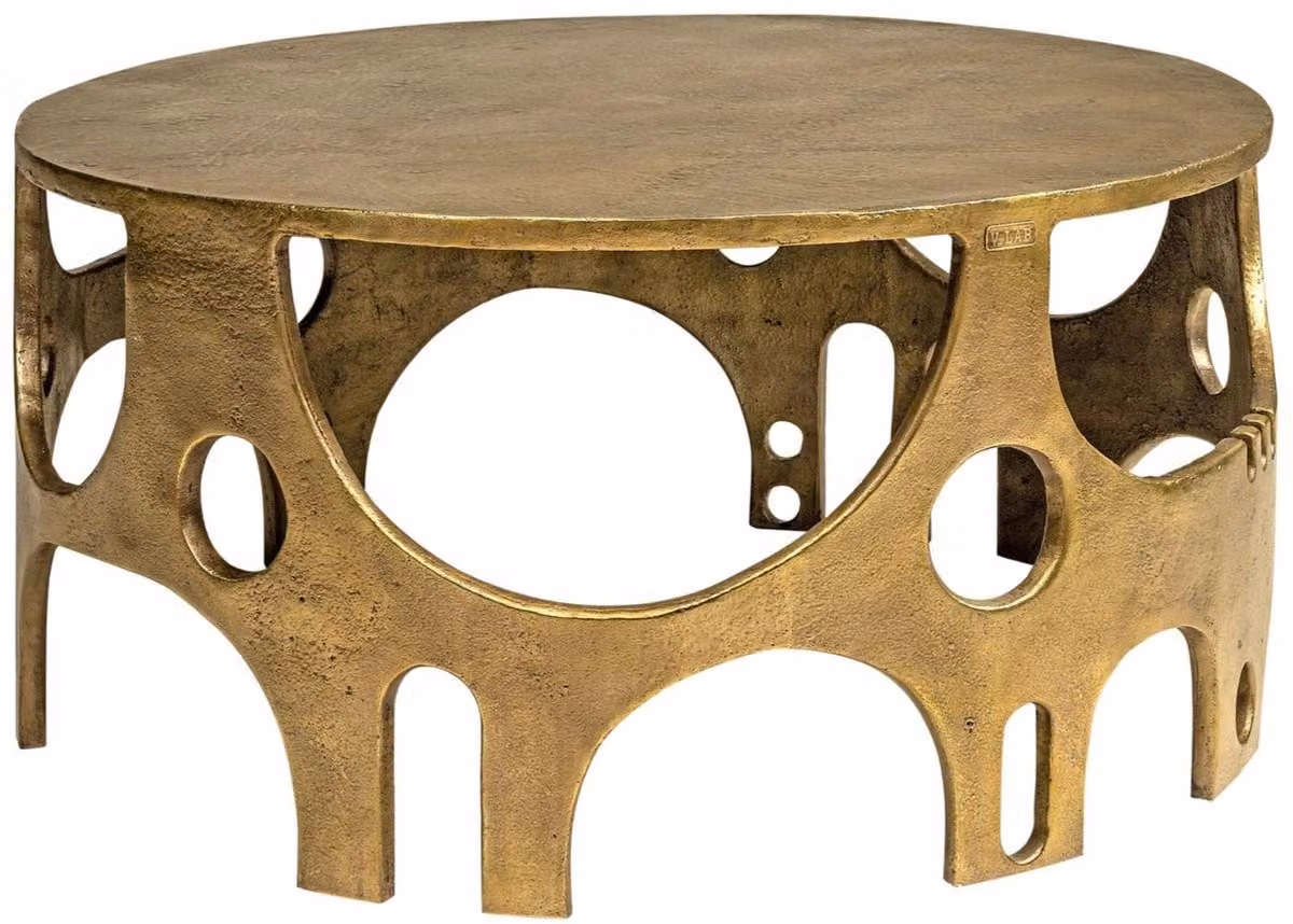Casa Padrino Tavolino di design in alluminio color bronzo Ø 70,5 x H. 34 cm - Tavolo rotondo da soggiorno - Mobili Soggiorno - Collezione Lusso
