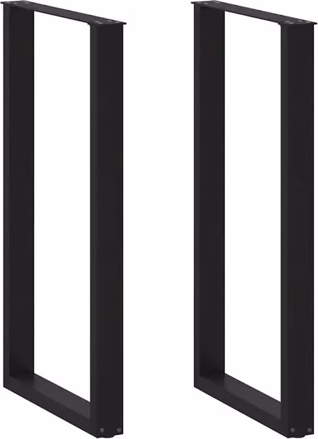 Set di 2 gambe per tavolo da bar a forma di U in acciaio nero con piedini regolabili, H: 111 cm, L: 60 cm