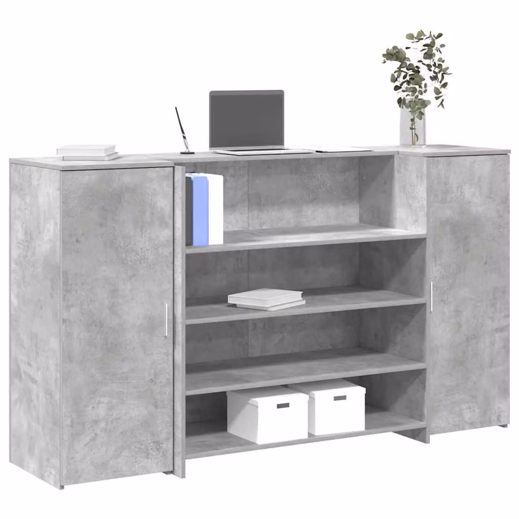 vidaXL Banco Reception in Legno Multistrato Grigio Cemento L: 180 cm, P: 50 cm, H: 103,5 cm