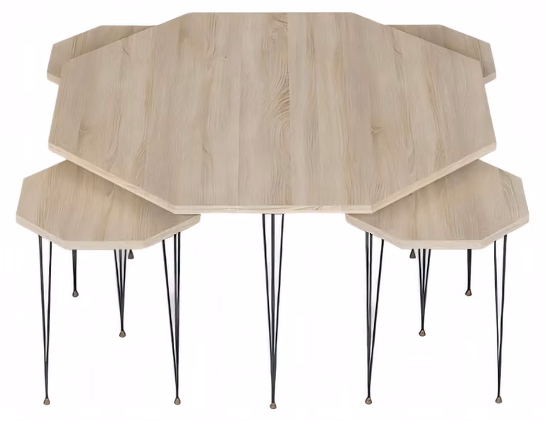 Eleganter Holz-Couchtisch mit Beistelltischen in Braun