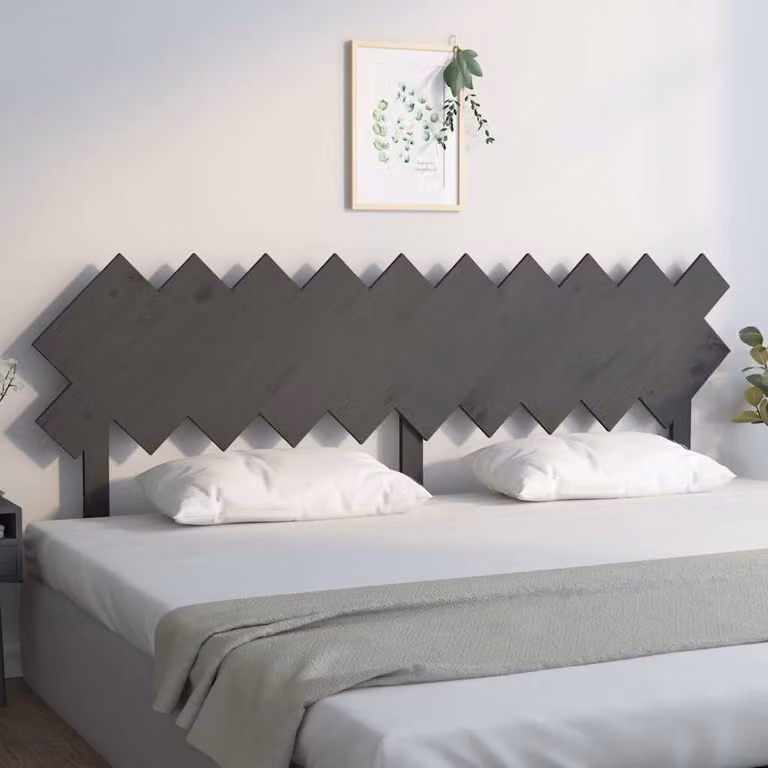 Testiera per letto vidaXL in legno massello di pino, colore grigio, L: 196 cm, P: 3 cm, H: 80,5 cm