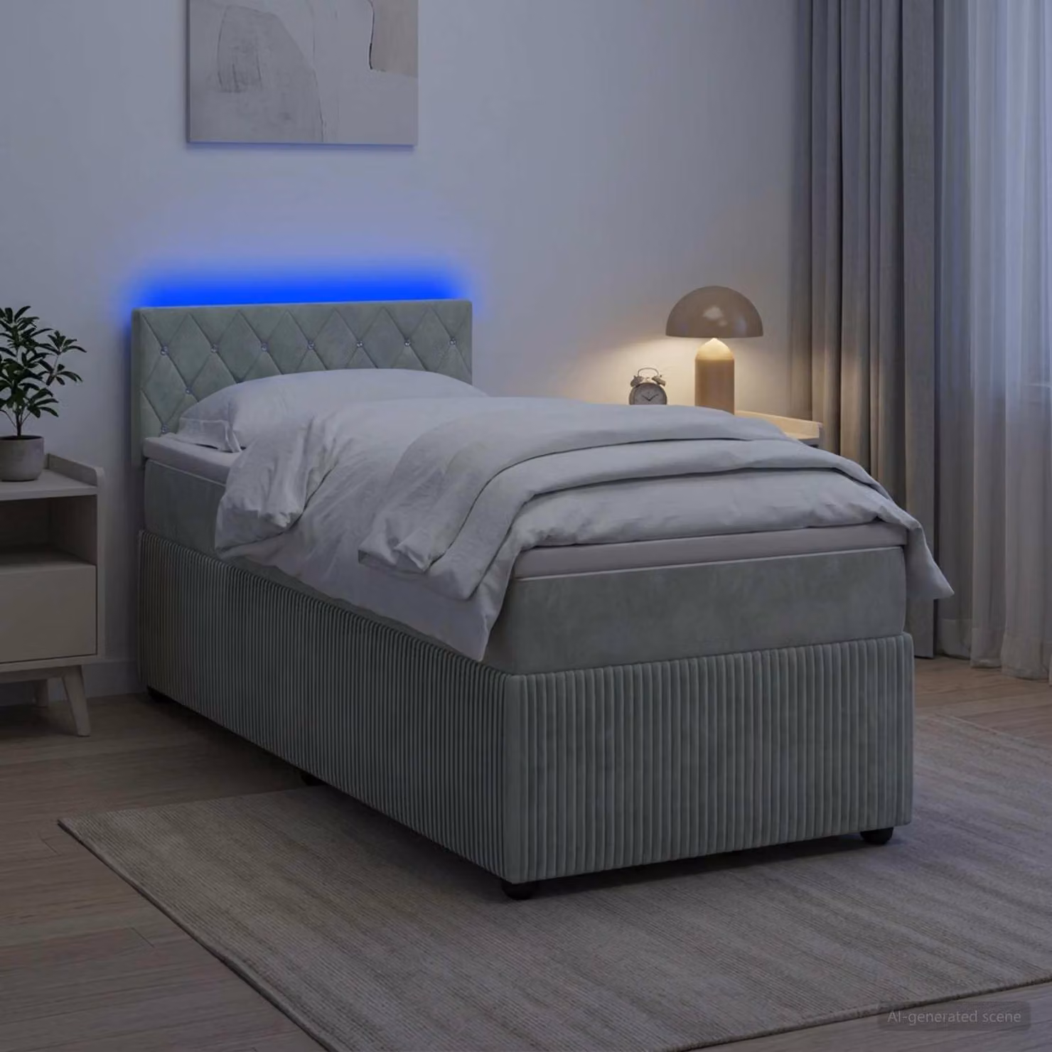 Maison Exclusive - Letto boxspring con materasso grigio chiaro 90 x 190 cm velluto