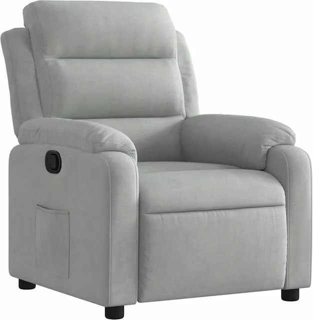 Poltrona | Sedia Relax Reclinabile Grigio Chiaro in Velluto
